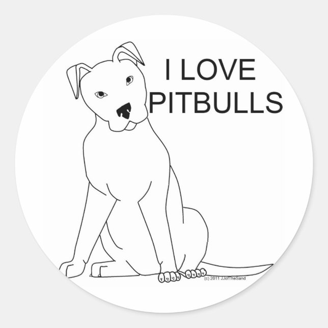 I Love Pitbulls Classic Round Sticker (Front)
