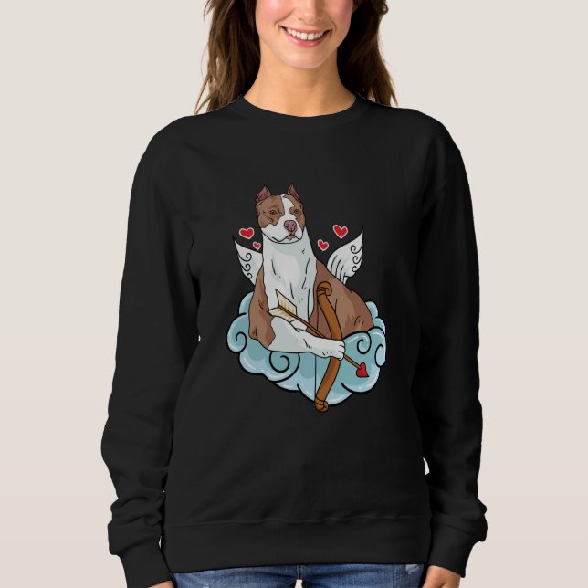 I Love Pitbulls Cupid Pitbull Dog Valentines Day P Sweatshirt (Front)