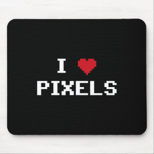 I Love Pixels C64 Fans Heart Gaming Shirt Funny Vi Mouse Pad