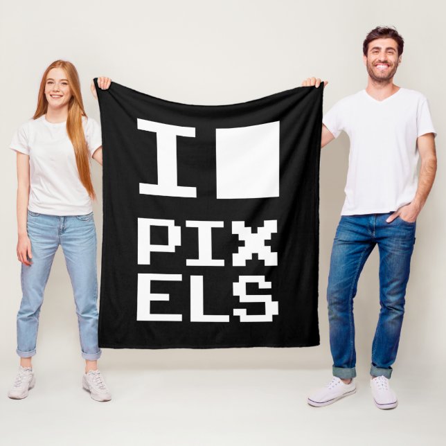 I Love Pixels, geek design, pixel art Fleece Blanket (In Situ)
