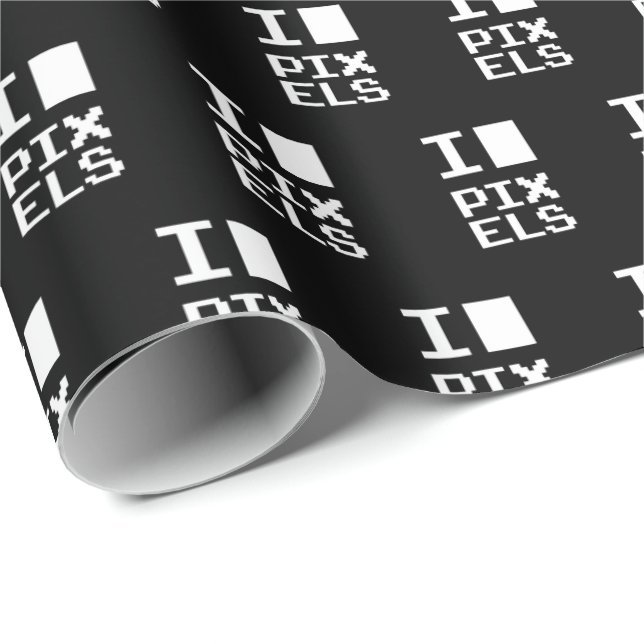 I Love Pixels, geek design, pixel art Wrapping Paper (Roll Corner)