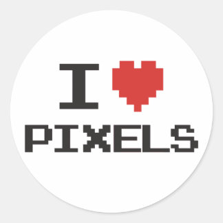 I love pixels pixelated heart retro 8bit gamer classic round sticker