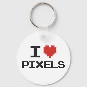 I love pixels pixelated heart retro 8bit gamer key ring