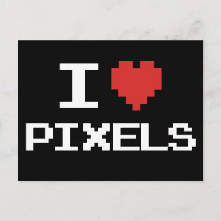 I love pixels pixelated heart retro 8bit gamer postcard