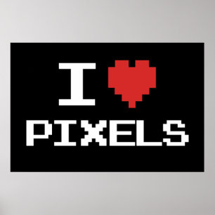 I love pixels pixelated heart retro 8bit gamer poster