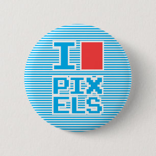 I Love Pixels, Playing With Stripes Collection, 6 Cm Round Badge