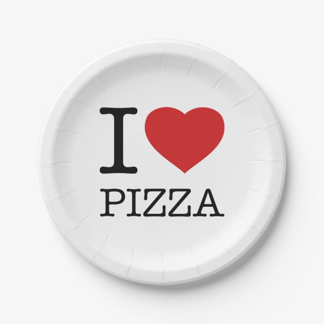 I LOVE PIZZA PAPER PLATE (Front)