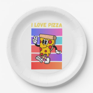 I love pizza. paper plate
