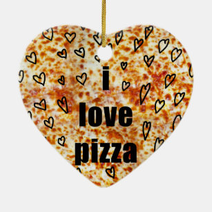 I love pizza/Pizza loves me Ceramic Tree Decoration