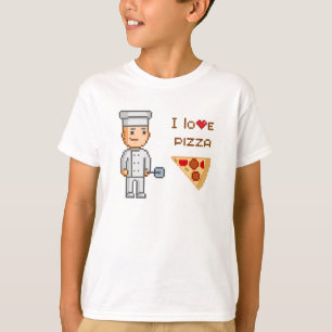 I Love Pizza Vintage Video Game Pizza Chef T-Shirt