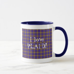 I Love Plaid- Blue Mug