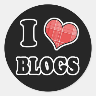I Love (Plaid Heart) Blogs Classic Round Sticker