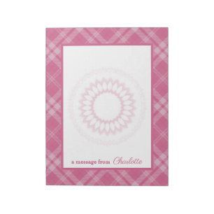 I Love Plaid Rosa Border & Flower Medallion Notepad