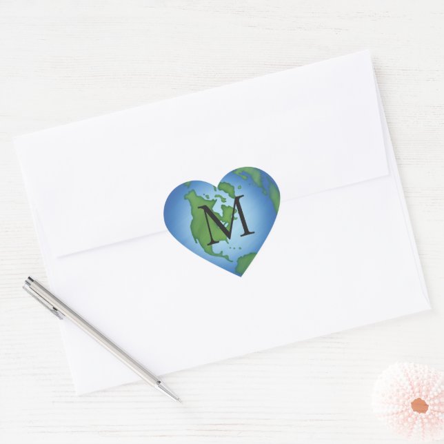 I Love Planet Earth Environmental Awareness Custom Heart Sticker (Envelope)