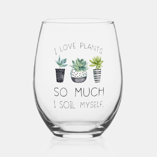 I love plants so much stemless wine glass