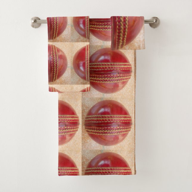 I Love Playing Cricket time to Freshen up sports Bath Towel Set (Insitu)