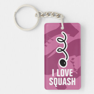 i love playing squash keychain with ball print