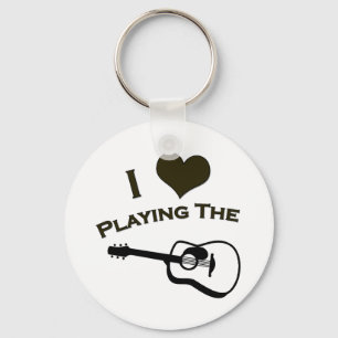 I Love Playing the Guitar Key Ring