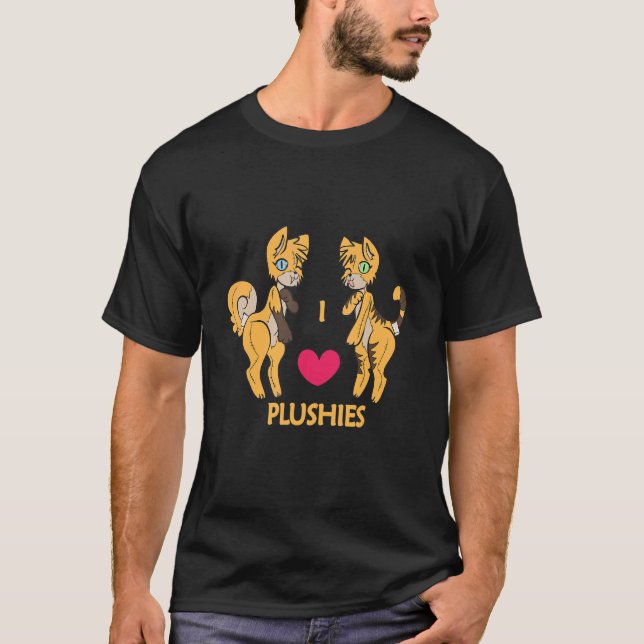 I Love Plushies Furry Fandom Fursuiting Cosplay T-Shirt (Front)