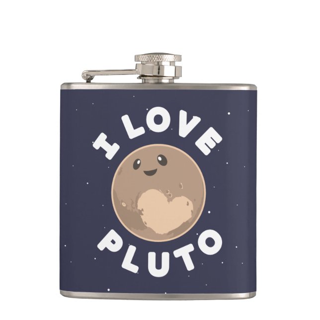 I Love Pluto Hip Flask (Front)