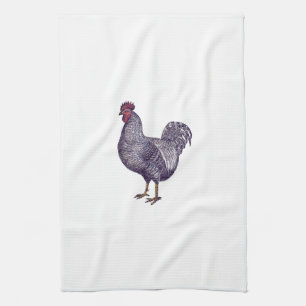 I Love Plymouth Rock Chickens - Vintage Rooster Tea Towel