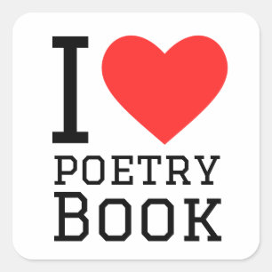 I love poetry book square sticker