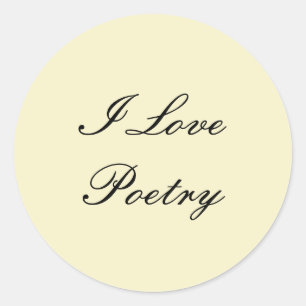 I Love Poetry Round Stickers (Cream & Black)