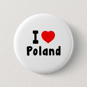 I Love Poland. 6 Cm Round Badge