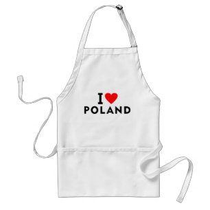 I love Poland country like heart travel tourism Standard Apron