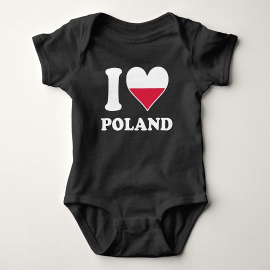 I Love Poland Polish Flag Heart Baby Bodysuit