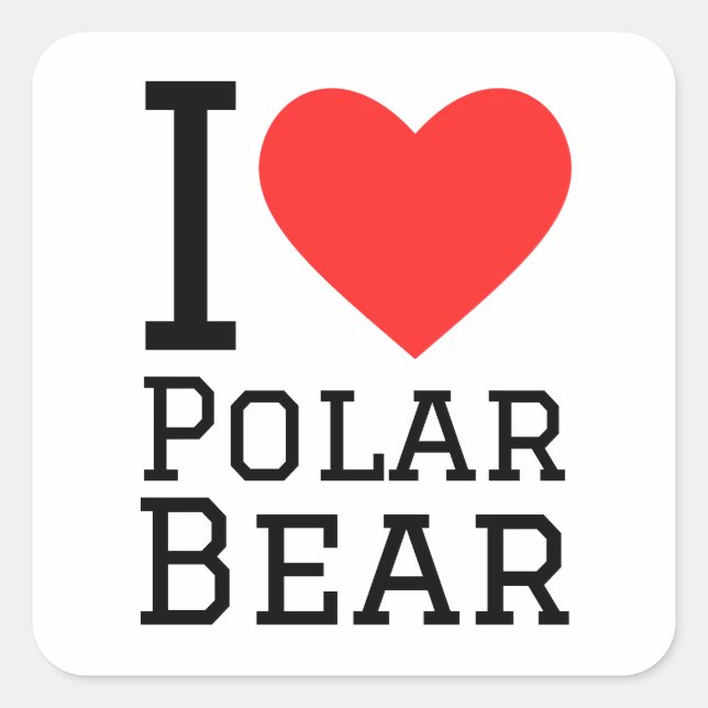I love polar bear square sticker (Front)