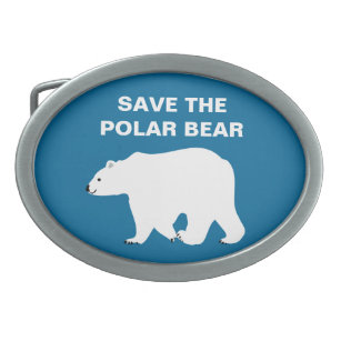 I Love Polar Bears - Save the Polar Bear Oval Belt Buckle