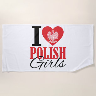 I Love Polish Girls Boyfriend Beach Towel