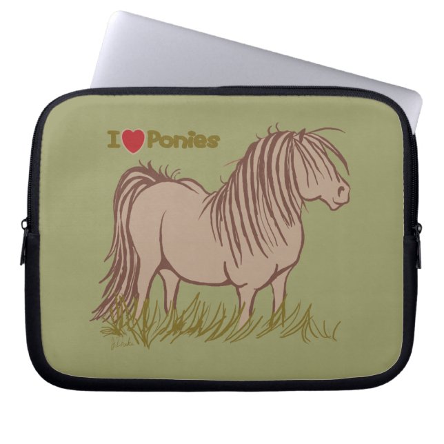 I Love Ponies Laptop Sleeve (Front)