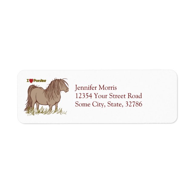 I Love Ponies Return Address Label (Front)