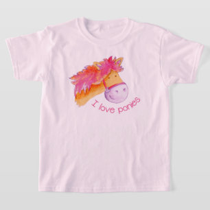 I love ponies whimsy horsey pink orange  T-Shirt