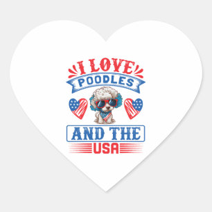 I love Poodles and the USA 01 Heart Sticker