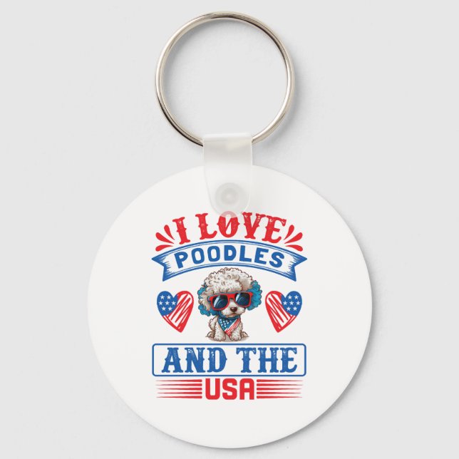 I love Poodles and the USA 01 Key Ring (Front)