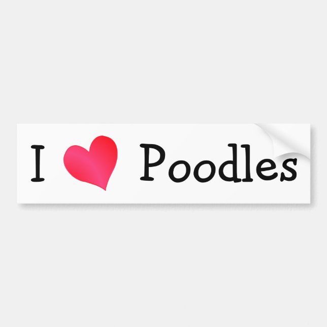 I Love Poodles Bumper Sticker (Front)