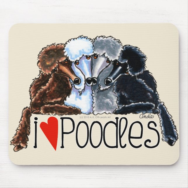 I Love Poodles Mouse Pad (Front)