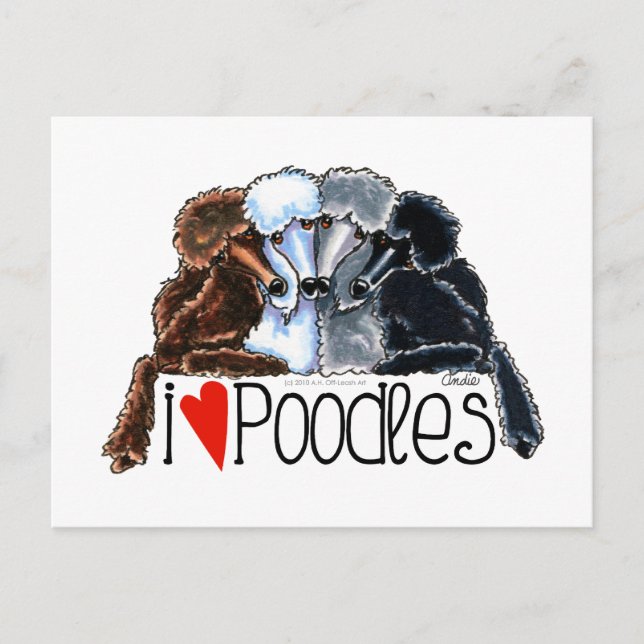 I Love Poodles Postcard (Front)