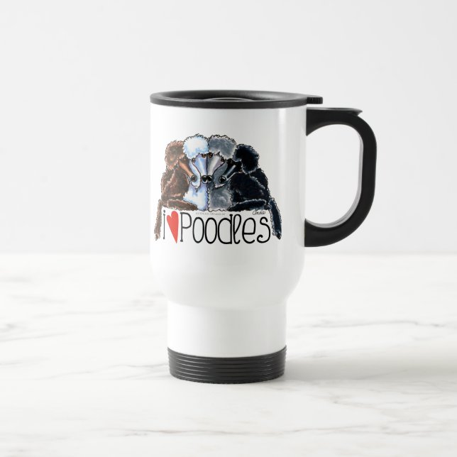 I Love Poodles Travel Mug (Right)