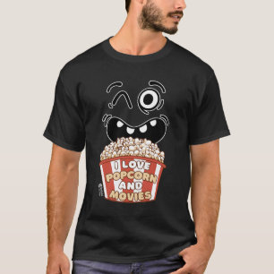 I Love Popcorn and Movies Men Black T-Shirt