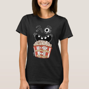 I Love Popcorn and Movies Women Black T-Shirt