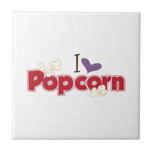 I Love Popcorn Ceramic Tile