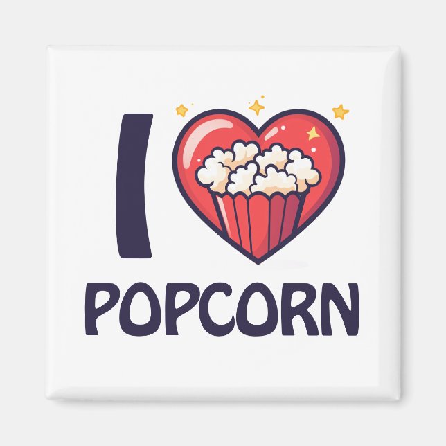 I love Popcorn Magnet (Front)