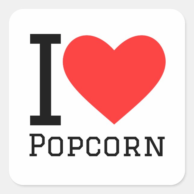 I love popcorn square sticker (Front)