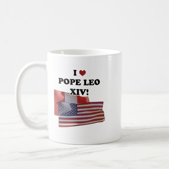 I Love Pope Leo XIV Version II Coffee Mug (Left)