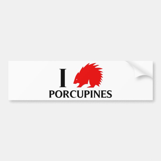 I Love Porcupines Bumper Sticker (Front)
