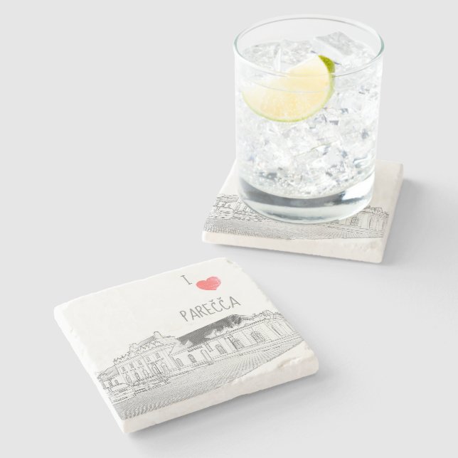 I Love Porechye Belarus Architecture Train Station Stone Coaster (Side)